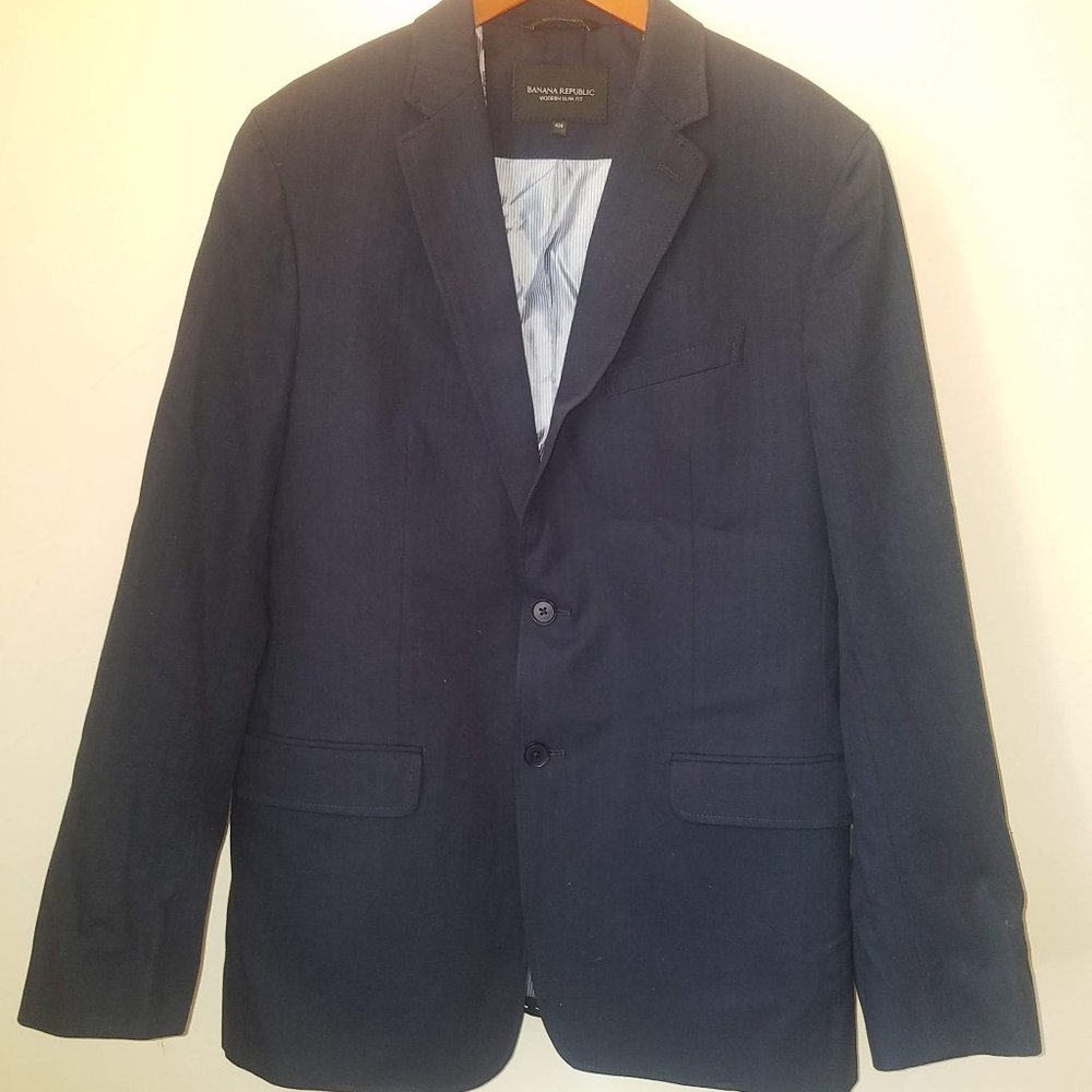Banana Republic Mens 42R Slim Fit Navy Blue Blazer